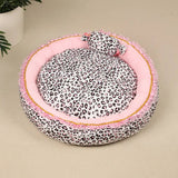 Pet Bed | Plush Velboa with Pink Leopard Print | Cozy All-Season Princess Design | Removable and Washable 8
