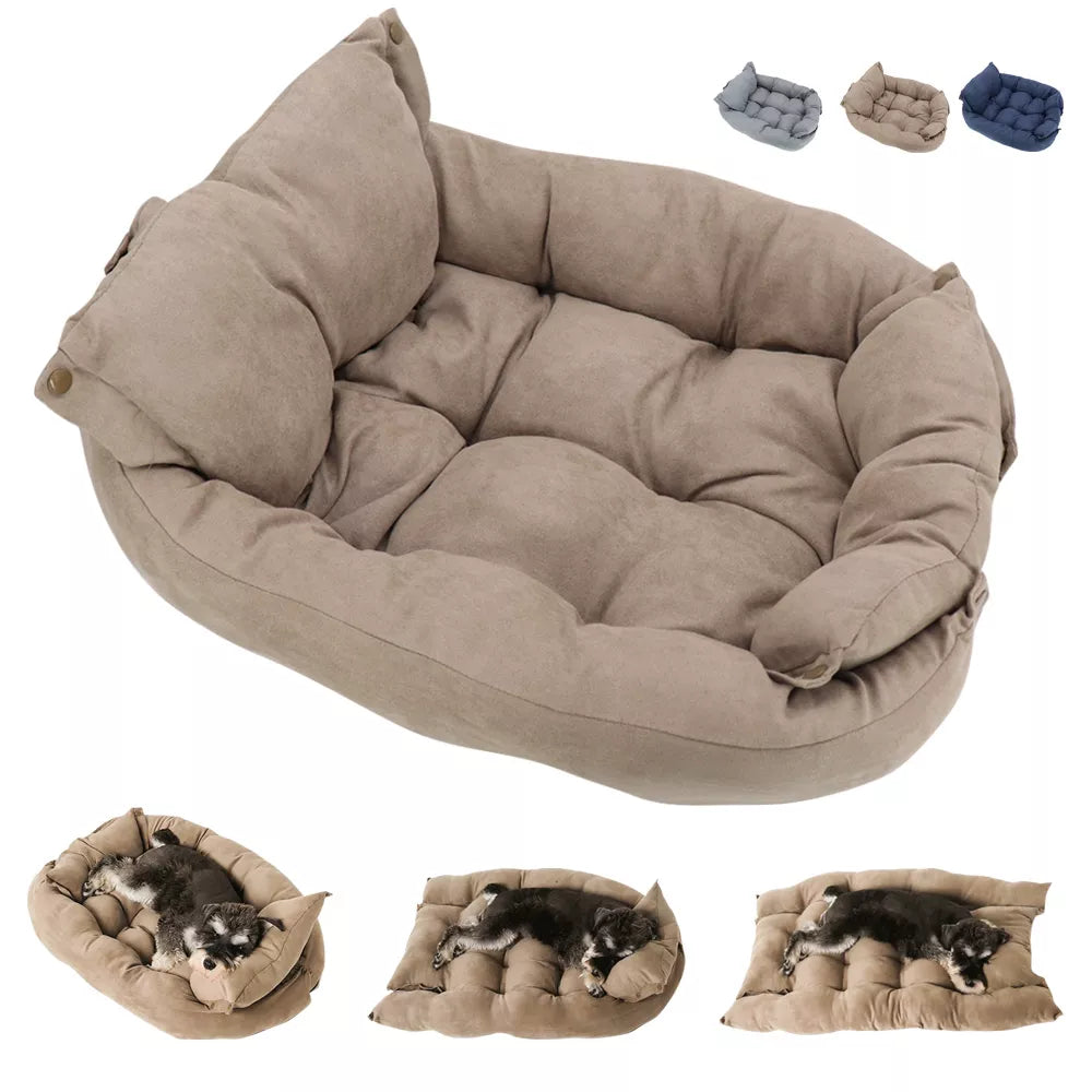 Pet Bed | Soft Cotton 3-in-1 Sofa Mat | Cozy Versatile Design for Dogs and Cats 2