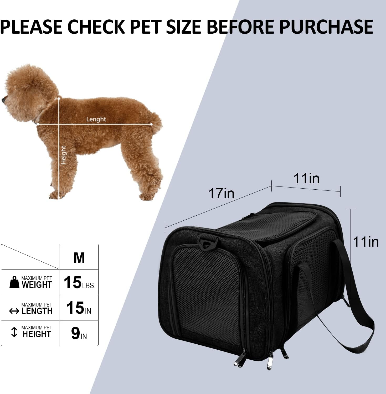 Pet Carrier Bag for Small Medium Dogs and Cats | Airline-Approved Travel Carrier 3