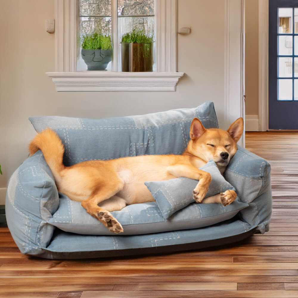 Pet Double Layer Sofa Bed | Cozy Lambswool Patchwork Design 2