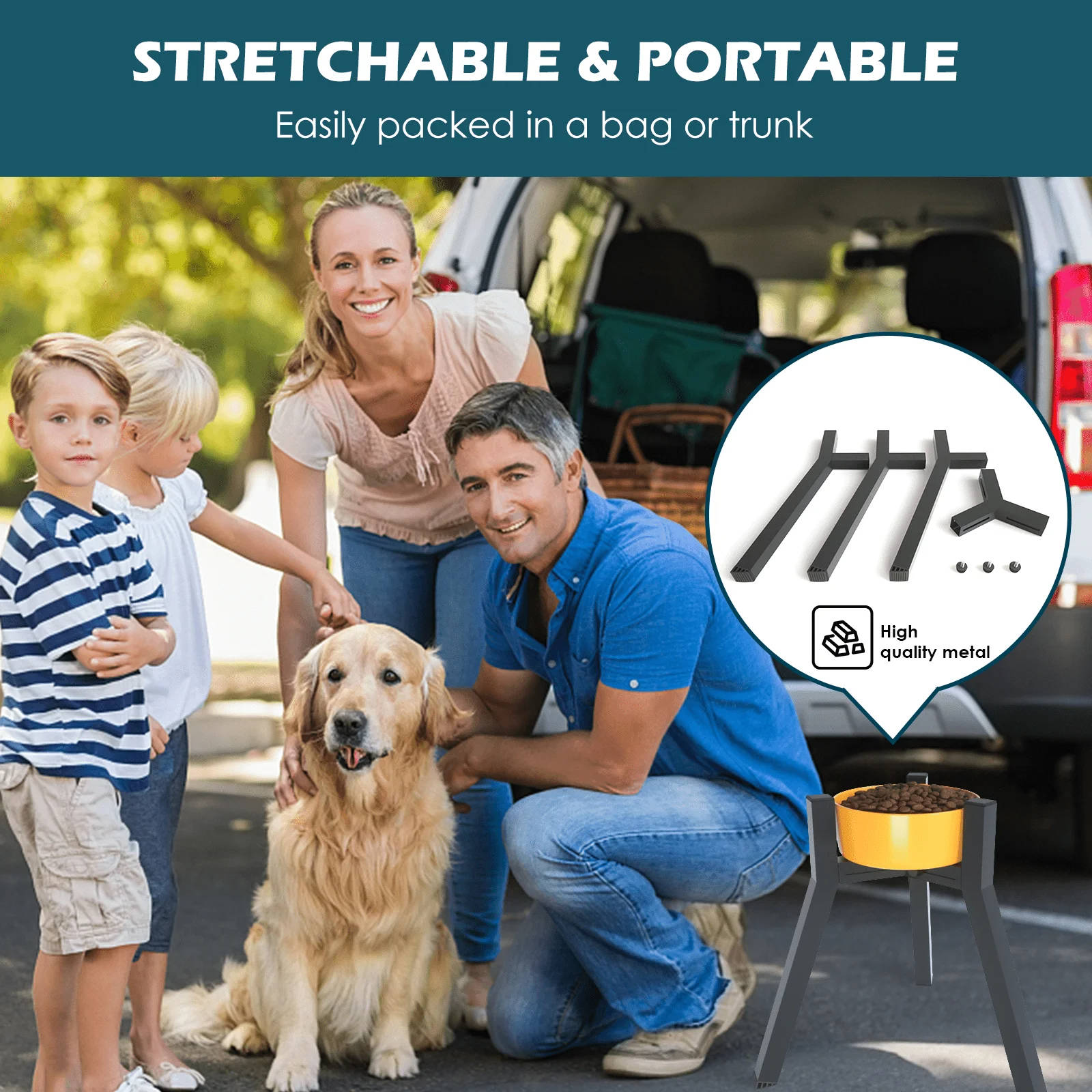 Pet Elevated Metal Dog Bowl Stand | Adjustable Height and Width 4