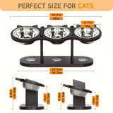 Pet Elevated Wooden Cat Bowl | Ergonomic Stainless Steel Feeder with 3 Dishes 3