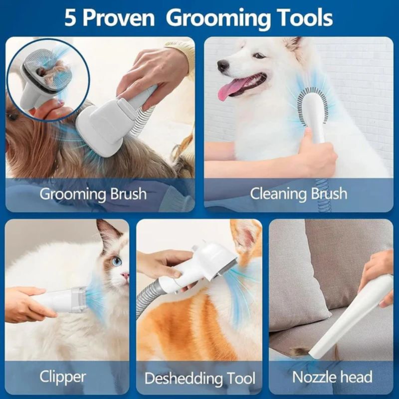 Pet Grooming Kit | 5-in-1 Vacuum Grooming Tools | Quiet Operation 1