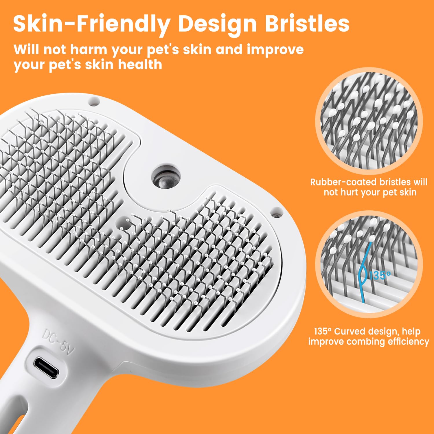 Pet Grooming Tool | Innovative Steam Brush for Cats and Dogs | Gentle and Durable 3
