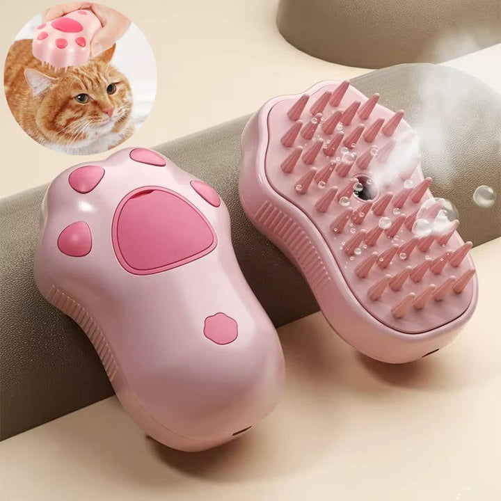 Pet Grooming Tool | Steam-Infused Silicone Brush | Gentle Deshedding Massager 0