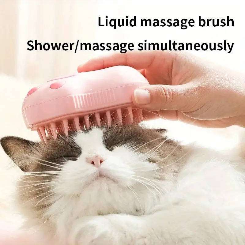 Pet Grooming Tool | Steam-Infused Silicone Brush | Gentle Deshedding Massager 1