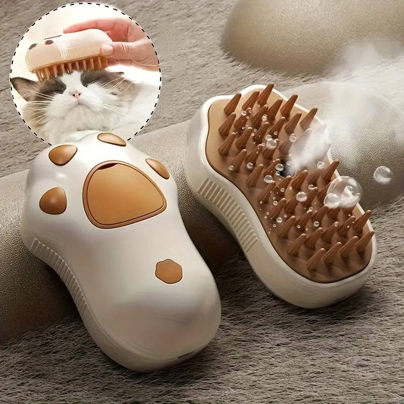 Pet Grooming Tool | Steam-Infused Silicone Brush | Gentle Deshedding Massager 3