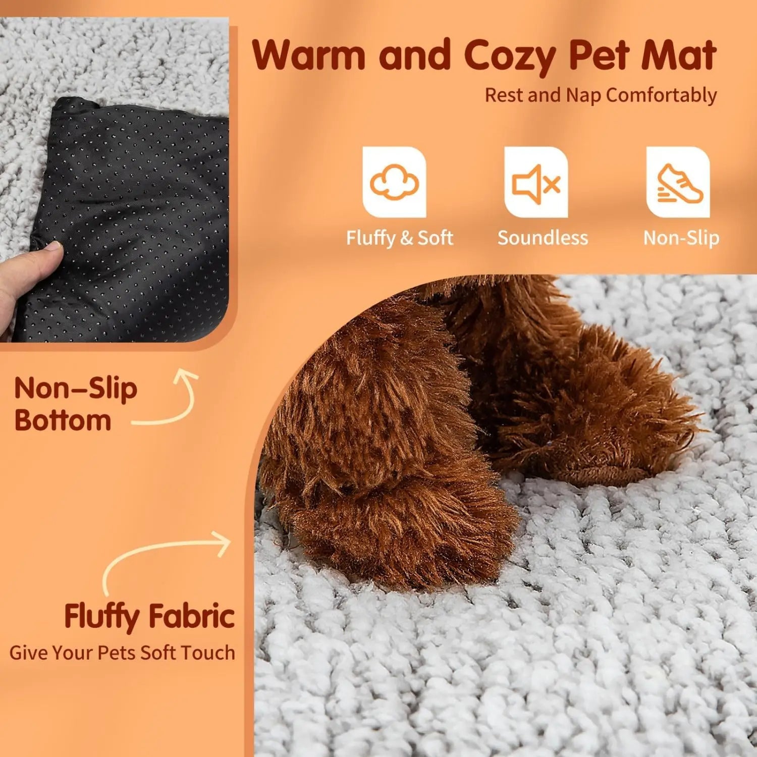 Pet Heating Pad | Self-Heating Faux Fur Warming Mat | Safe and Portable 2