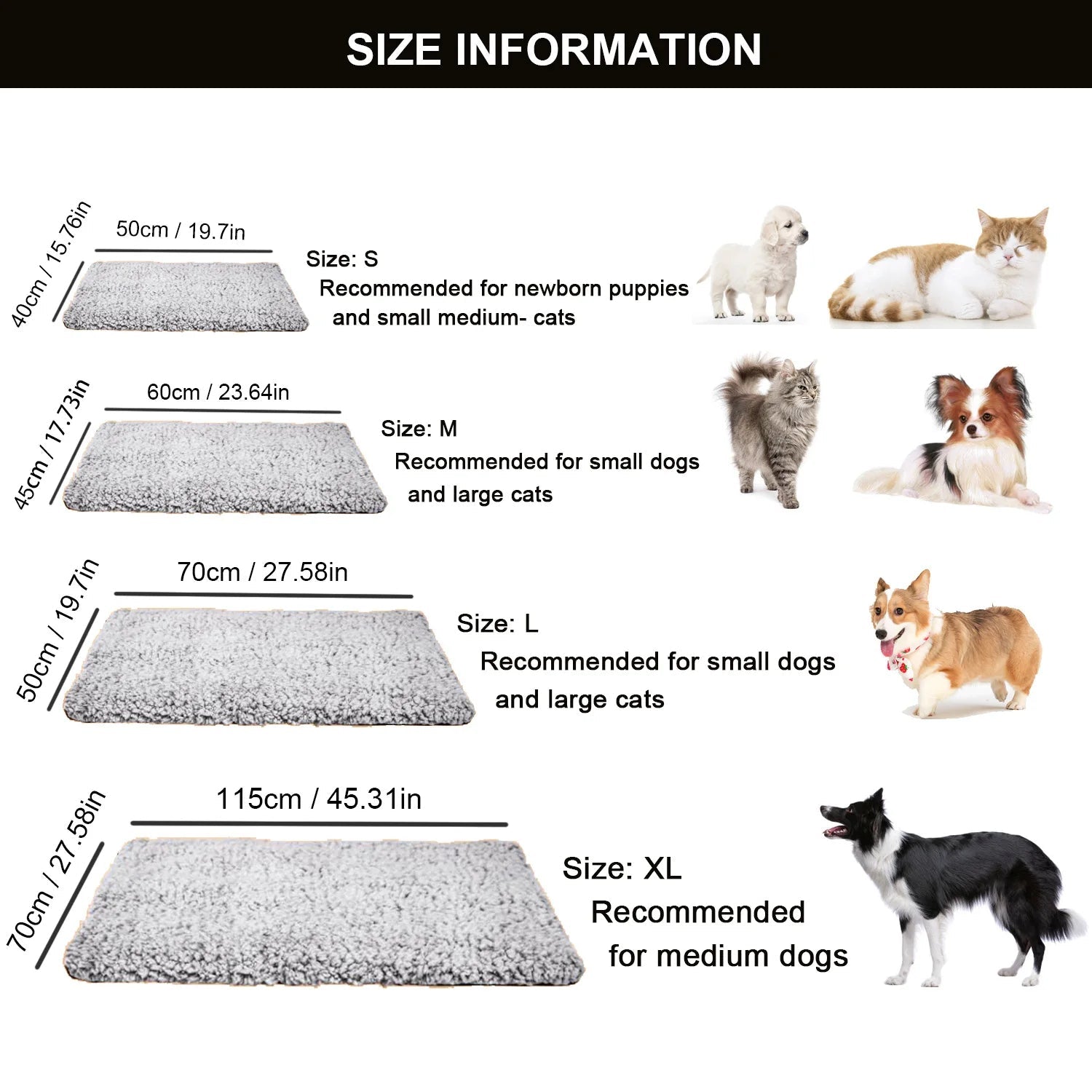 Pet Heating Pad | Self-Heating Faux Fur Warming Mat | Safe and Portable 3