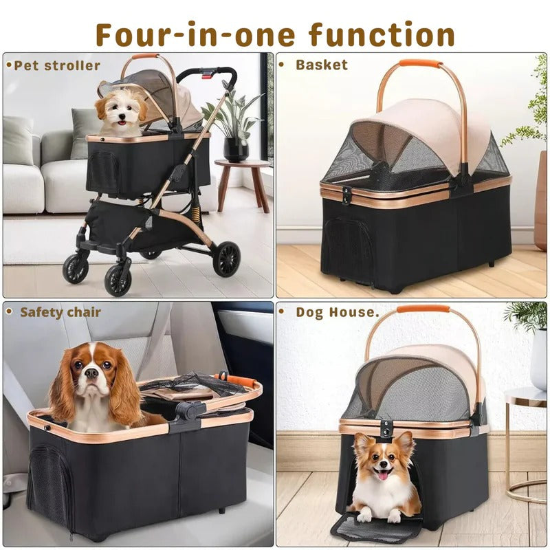 Pet Stroller | Foldable Dog Pram with Detachable Transport Box | Smooth Ride & Convenient Storage 1