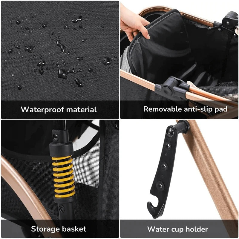 Pet Stroller | Foldable Dog Pram with Detachable Transport Box | Smooth Ride & Convenient Storage 4