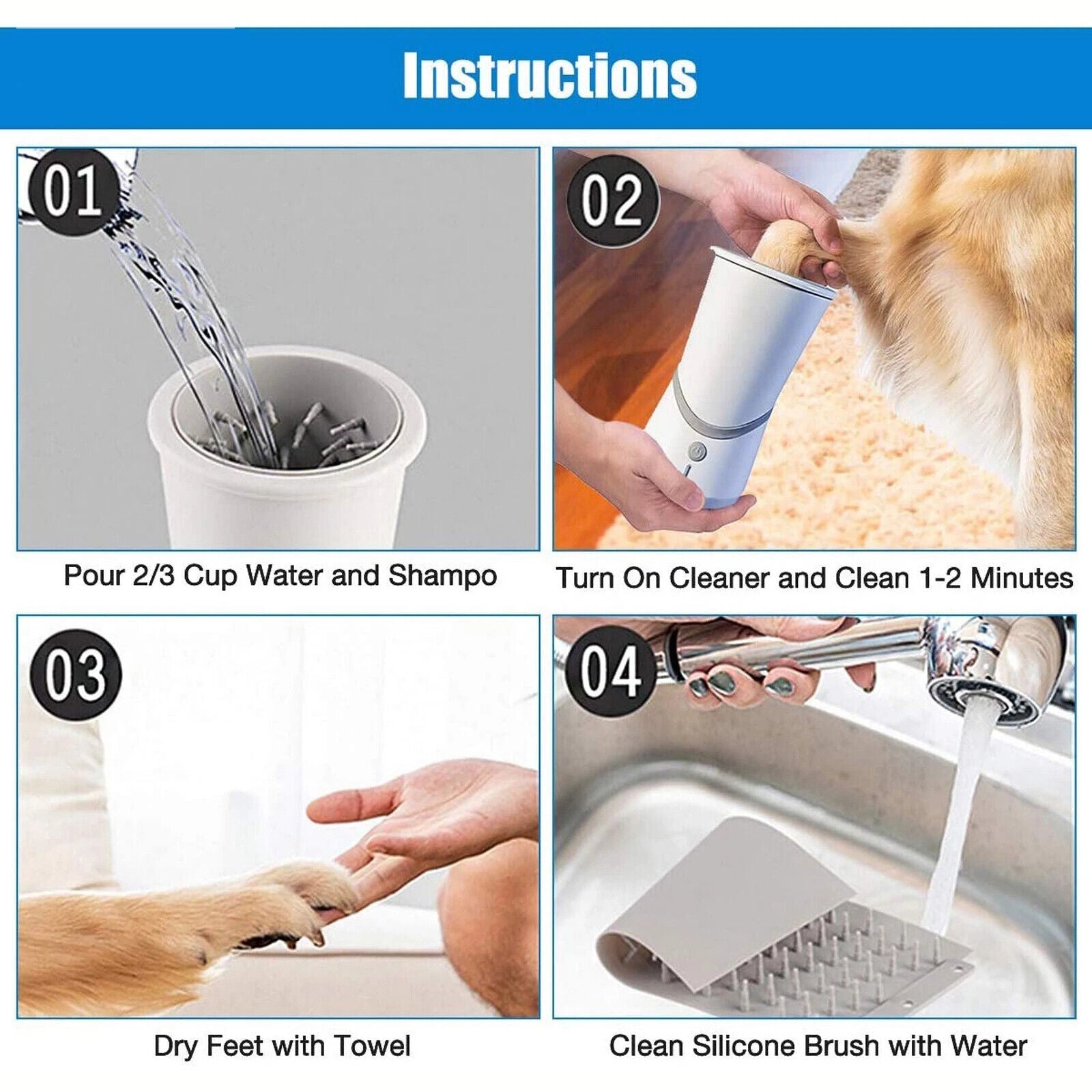 Pet's Automatic Paw Cleaner | High-Quality Silicone Bristle Wash Device 3