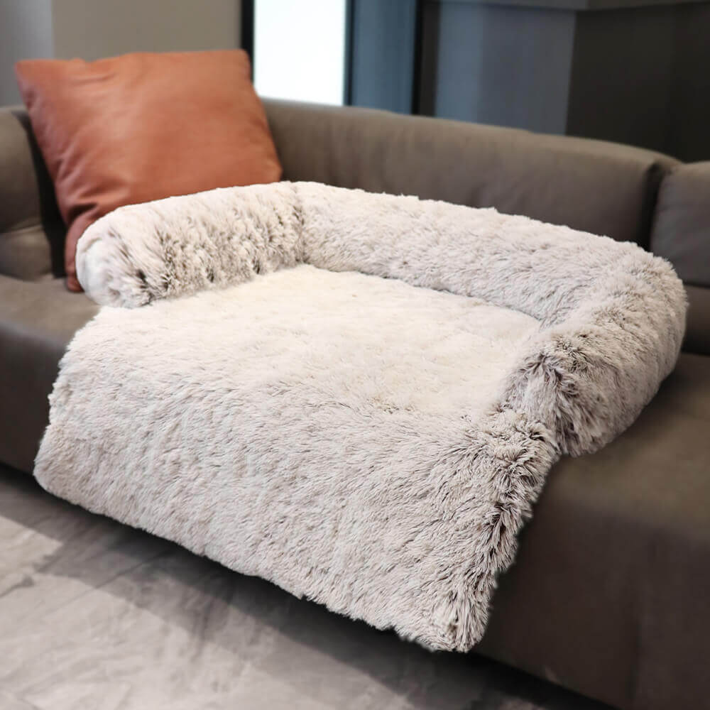 Pet's Calming Faux Fur Dog Bed | Comfortable Removable Washable Protector 10