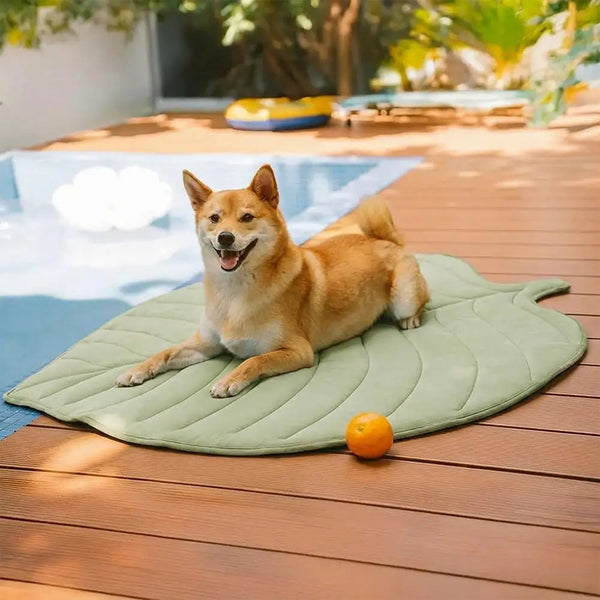 Pet's Cooling Fabric Dog Mat | Leaf-Shaped Comfortable Non-Slip Bed 0