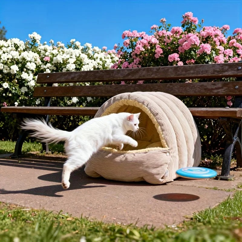 Pet's Cozy Arctic Fleece Enclosed Cat Cave Bed | Warm and Comfortable Sleeping Nest 1