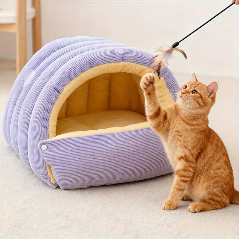 Pet's Cozy Arctic Fleece Enclosed Cat Cave Bed | Warm and Comfortable Sleeping Nest 6