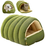 Pet's Cozy Corduroy Cat Bed | Removable Washable Semi-Closed Tent 0