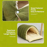 Pet's Cozy Corduroy Cat Bed | Removable Washable Semi-Closed Tent 4