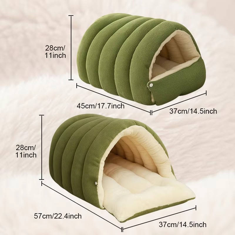 Pet's Cozy Corduroy Cat Bed | Removable Washable Semi-Closed Tent 5