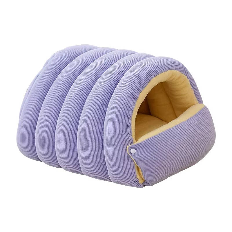 Pet's Cozy Corduroy Cat Bed | Removable Washable Semi-Closed Tent 9