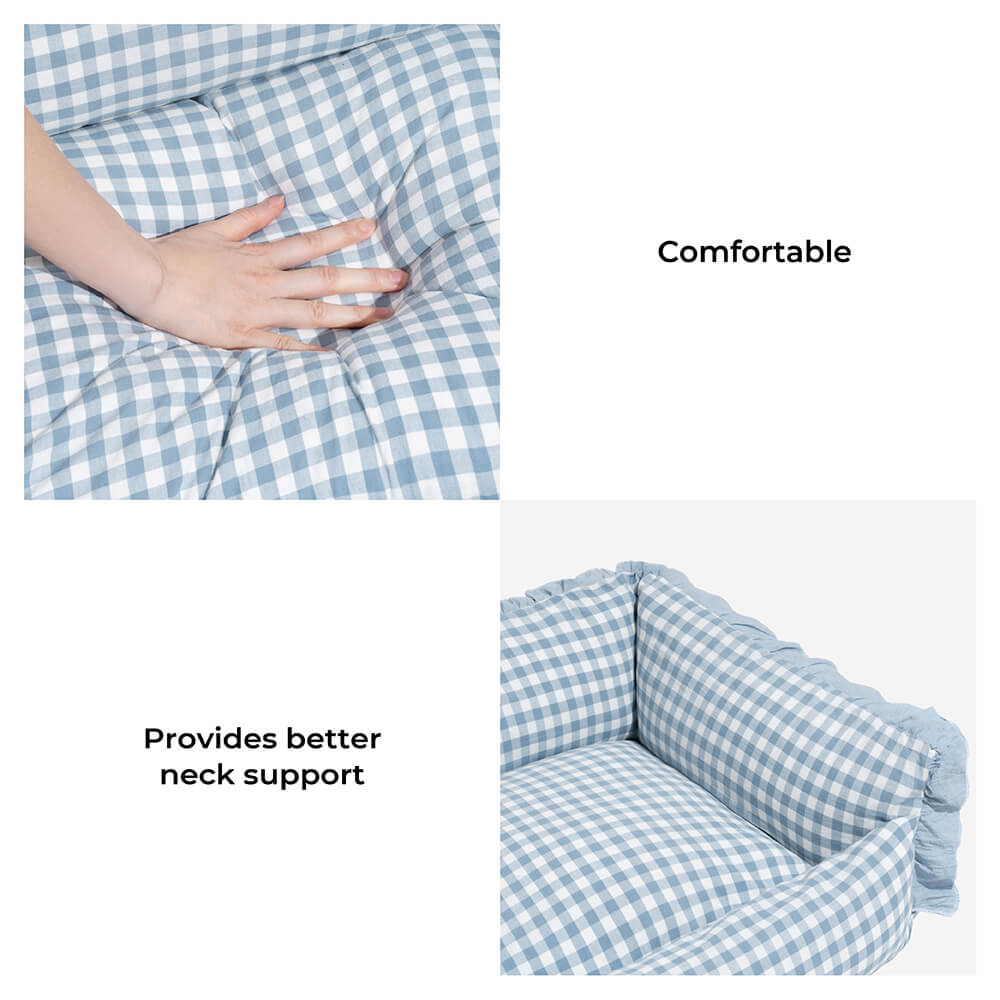 Pet's Cozy Cotton Bed | Stylish Detachable Plaid Design 2