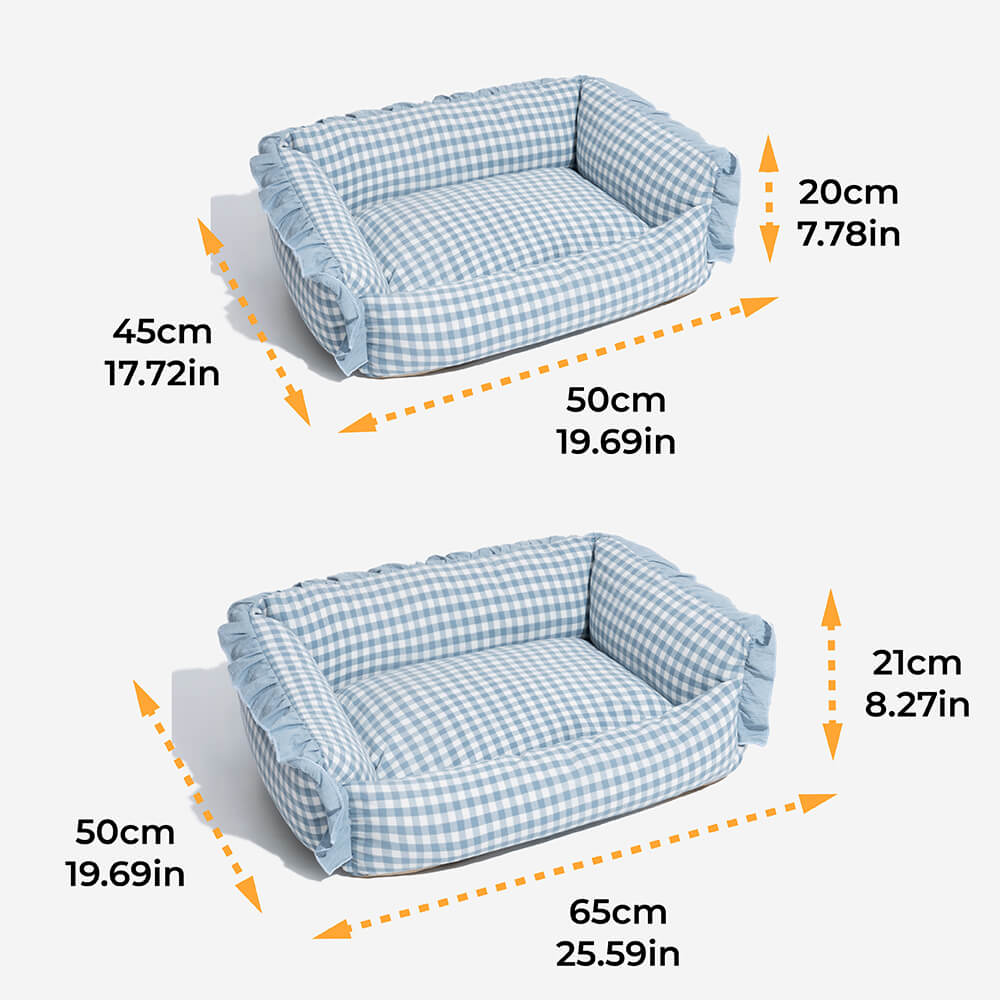 Pet's Cozy Cotton Bed | Stylish Detachable Plaid Design 7