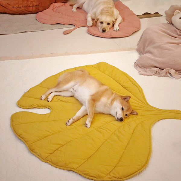 Pet's Cozy Cotton Blend Dog Blanket | Stylish Leaf Pattern Mat 0