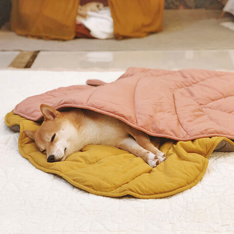 Pet's Cozy Cotton Blend Dog Blanket | Stylish Leaf Pattern Mat 1