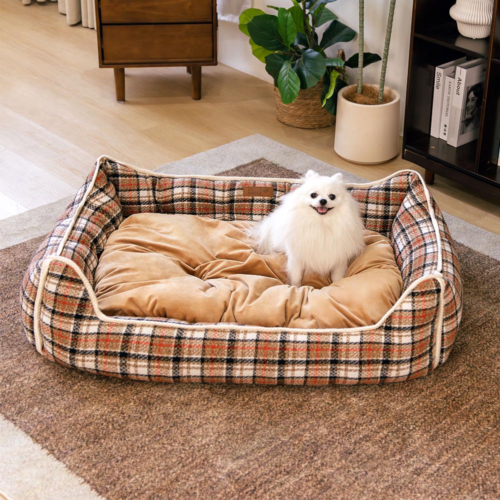 Pet's Cozy Crystal Velvet Dog Bed | Supportive Removable Bolster for Comfort 3