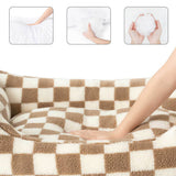 Pet's Cozy Faux Lambswool Dog Sofa Bed | Stylish Checkerboard Design for Comfort 2