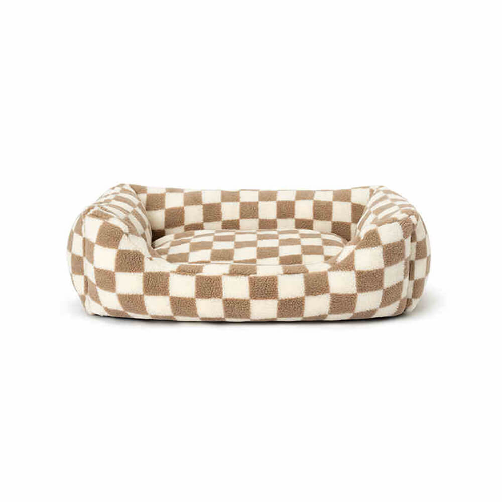 Pet's Cozy Faux Lambswool Dog Sofa Bed | Stylish Checkerboard Design for Comfort 9