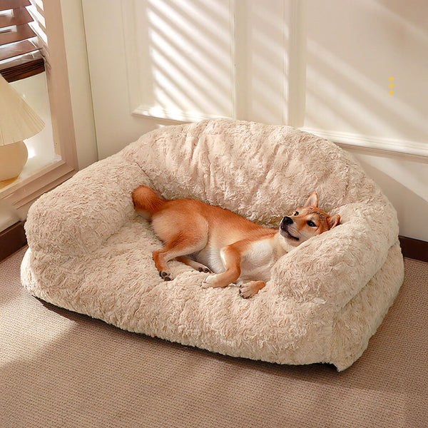 Pet's Cozy Faux Rabbit Fur Sofa Bed | Supportive Removable Washable Design 0