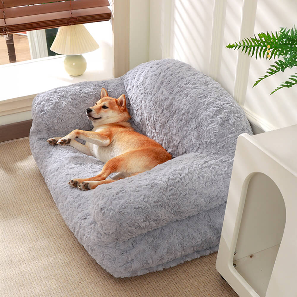 Pet's Cozy Faux Rabbit Fur Sofa Bed | Supportive Removable Washable Design 1