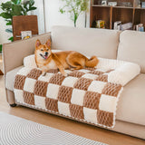 Pet's Cozy Plaid Dog Mat | Soft Plush Sofa Protector 4