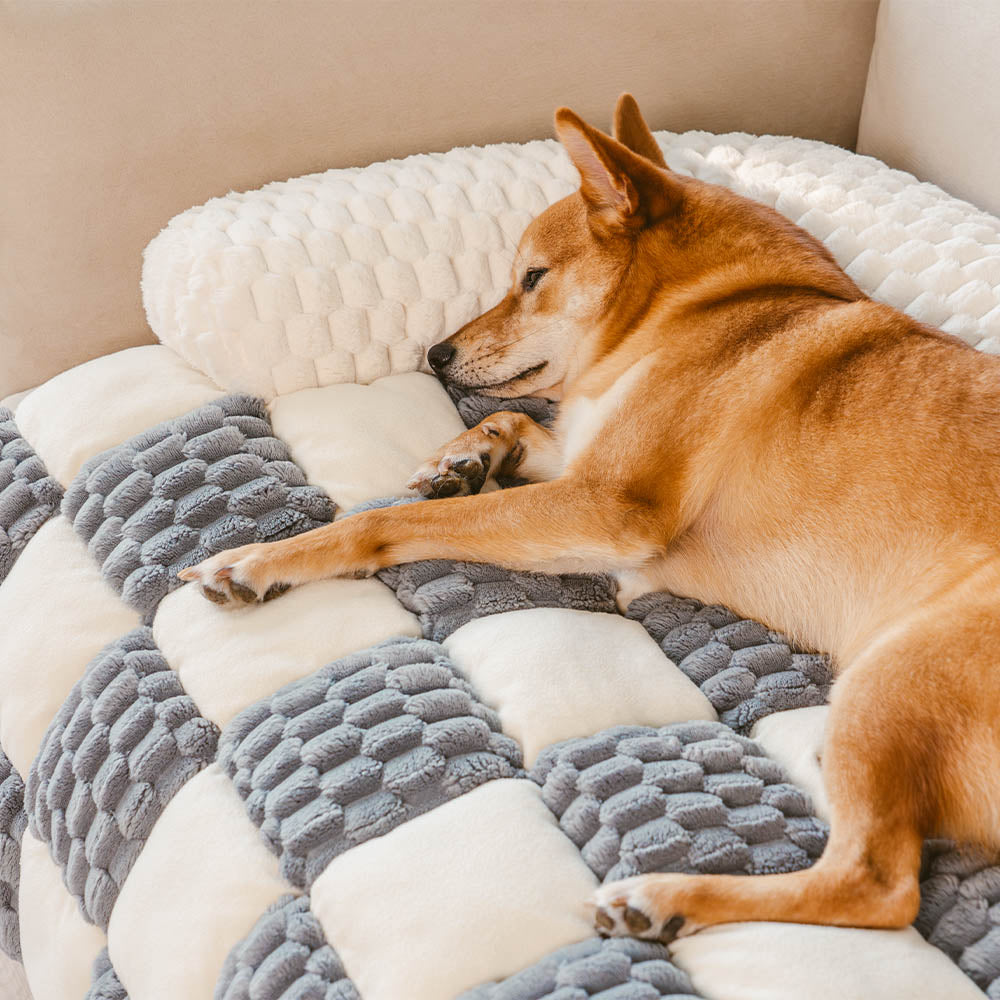 Pet's Cozy Plaid Dog Mat | Soft Plush Sofa Protector 7