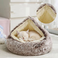 Pet's Cozy Plush Donut Bed | Soft Velvet Round Dog and Cat Nest