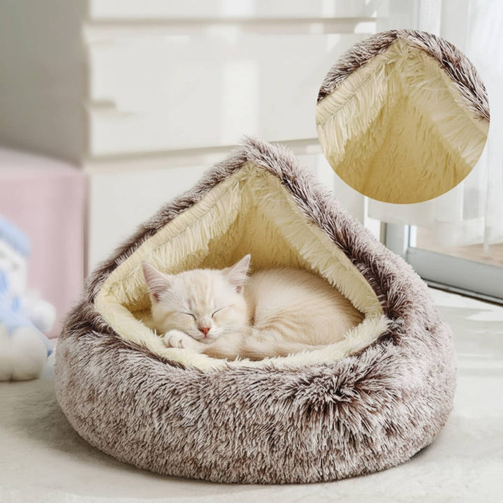 Pet's Cozy Plush Donut Bed | Soft Velvet Round Dog and Cat Nest 0