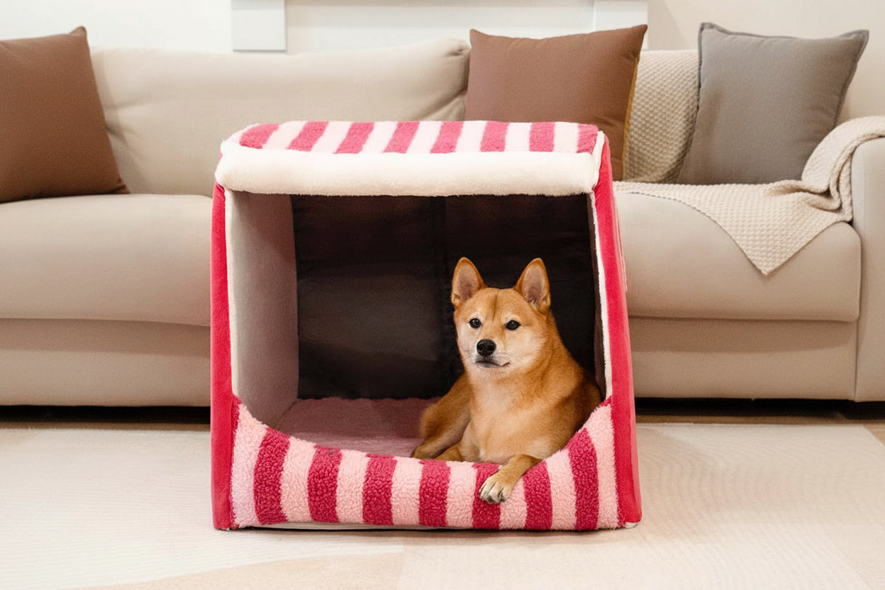 Pet's Cozy Plush Orthopedic Dog Bed | Stylish Striped Design for Comfort 2