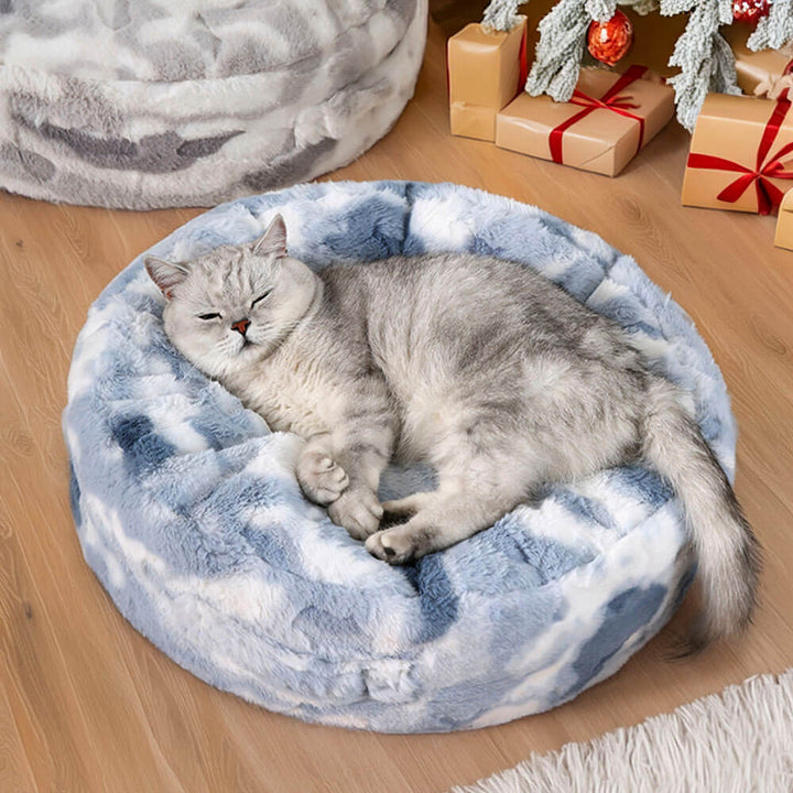 Pet's Cozy Plush Round Dog Bed | Soft Calming Winter Essential 0