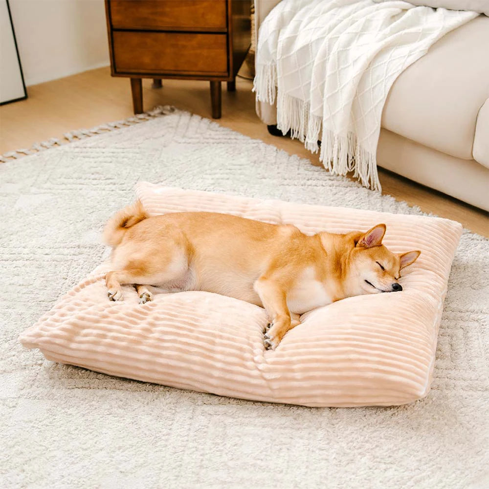 Pet's Cozy Plush Sofa Dog Bed | Vintage Large Calming Design 6
