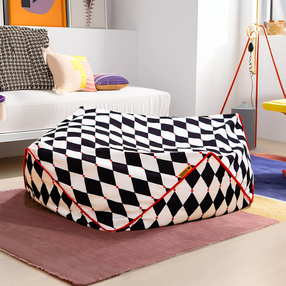 Pet's Cozy Polyester Bean Bag Bed | Stylish Polygonal Design for Comfort 3