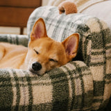 Pet's Cozy Teddy Fleece Sofa Bed | Vintage Checkered Design for Small-Medium Pets 5