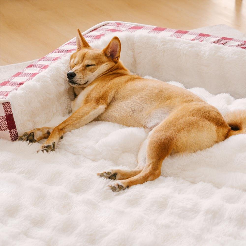 Pet's Ergonomic Plush Dog Bed | Expandable Calming Sleeping Mat 5