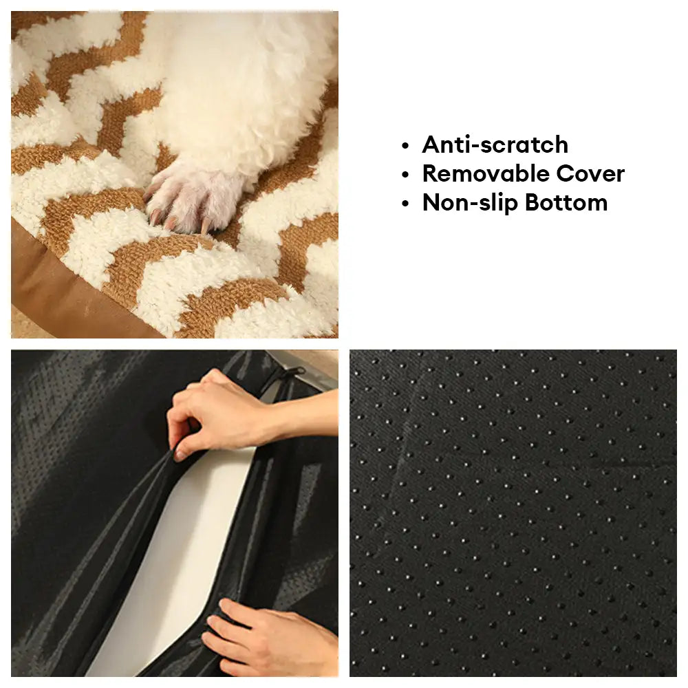Pet's Faux Leather Dog Bed | Cozy Removable Washable Cushion 6