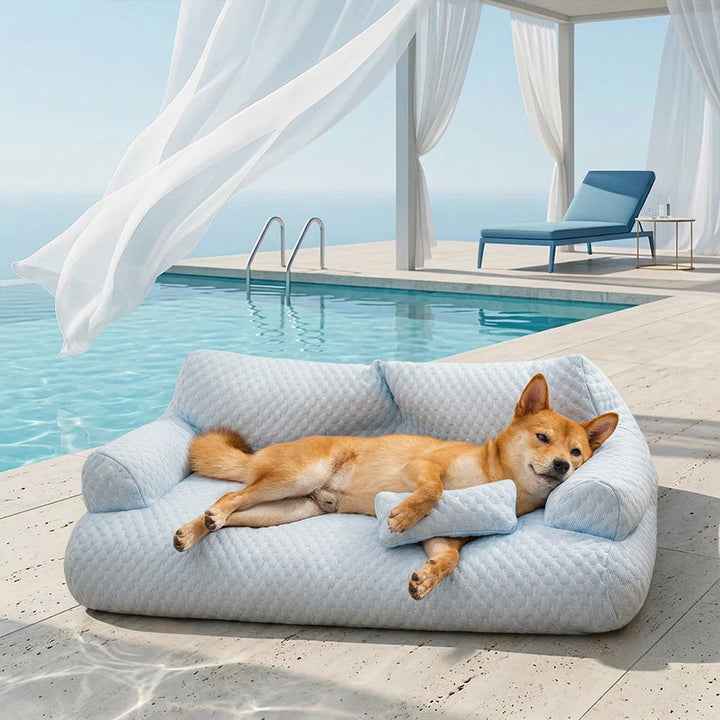 Pet's Ice Silk Cooling Sofa Bed | Breathable Washable Dog Bed 0