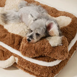 Pet's Plush Faux Fur Bolster Bed | Cozy Color-Blocked Design 1