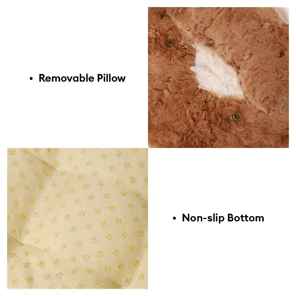 Pet's Plush Faux Fur Bolster Bed | Cozy Color-Blocked Design 4