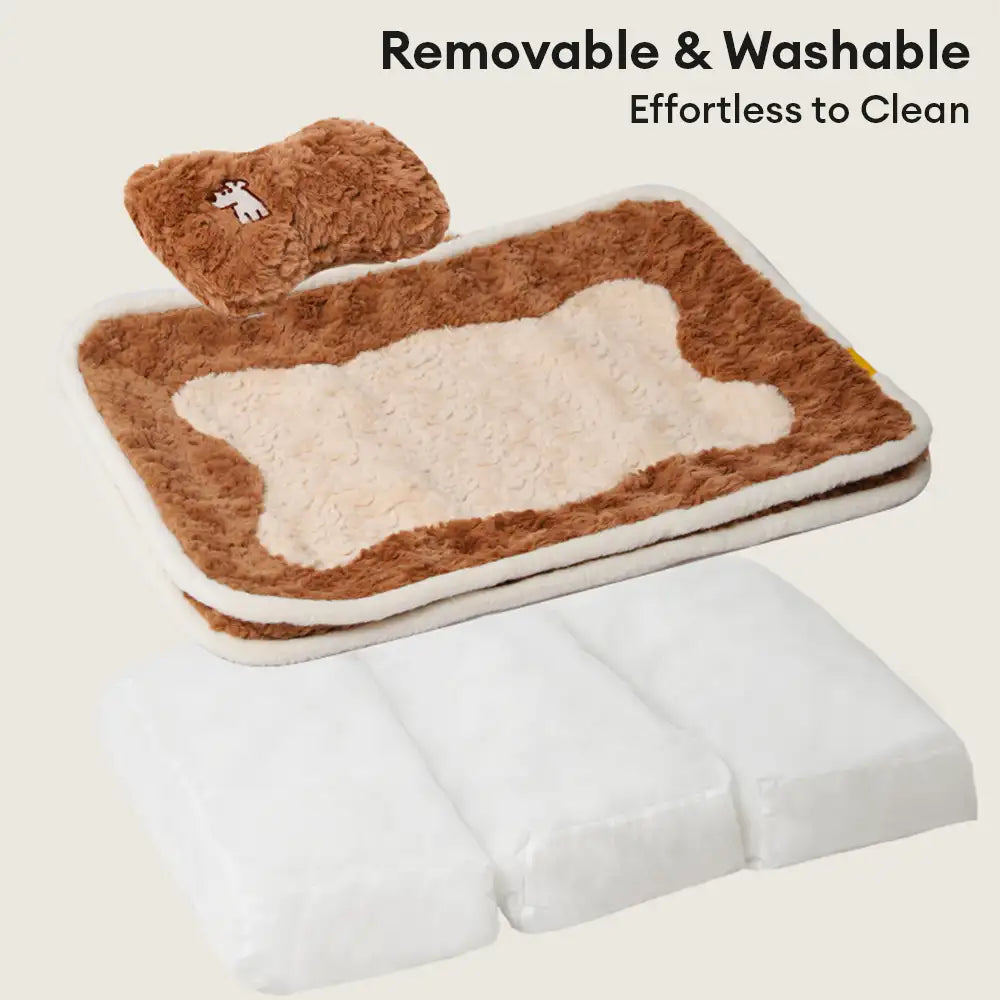 Pet's Plush Faux Fur Bolster Bed | Cozy Color-Blocked Design 5