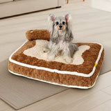 Pet's Plush Faux Fur Bolster Bed | Cozy Color-Blocked Design 7