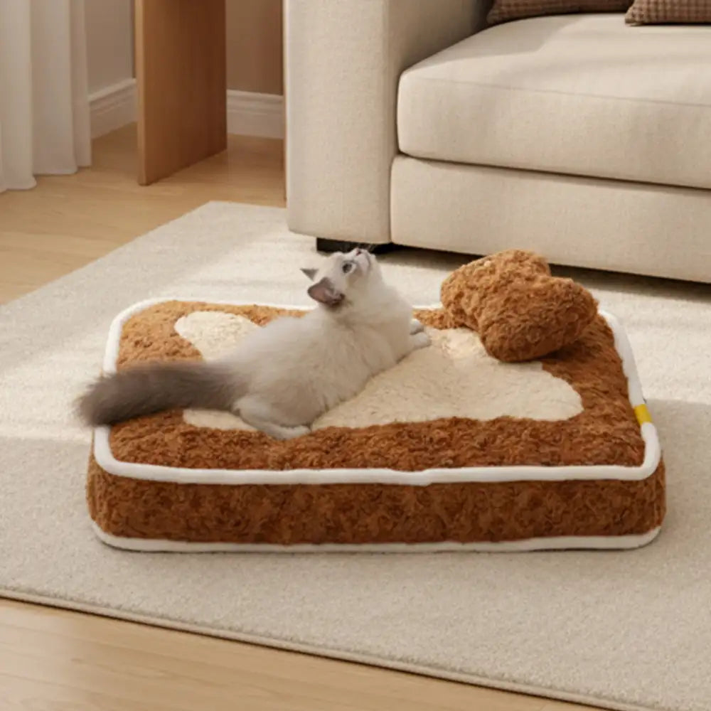 Pet's Plush Faux Fur Bolster Bed | Cozy Color-Blocked Design 8